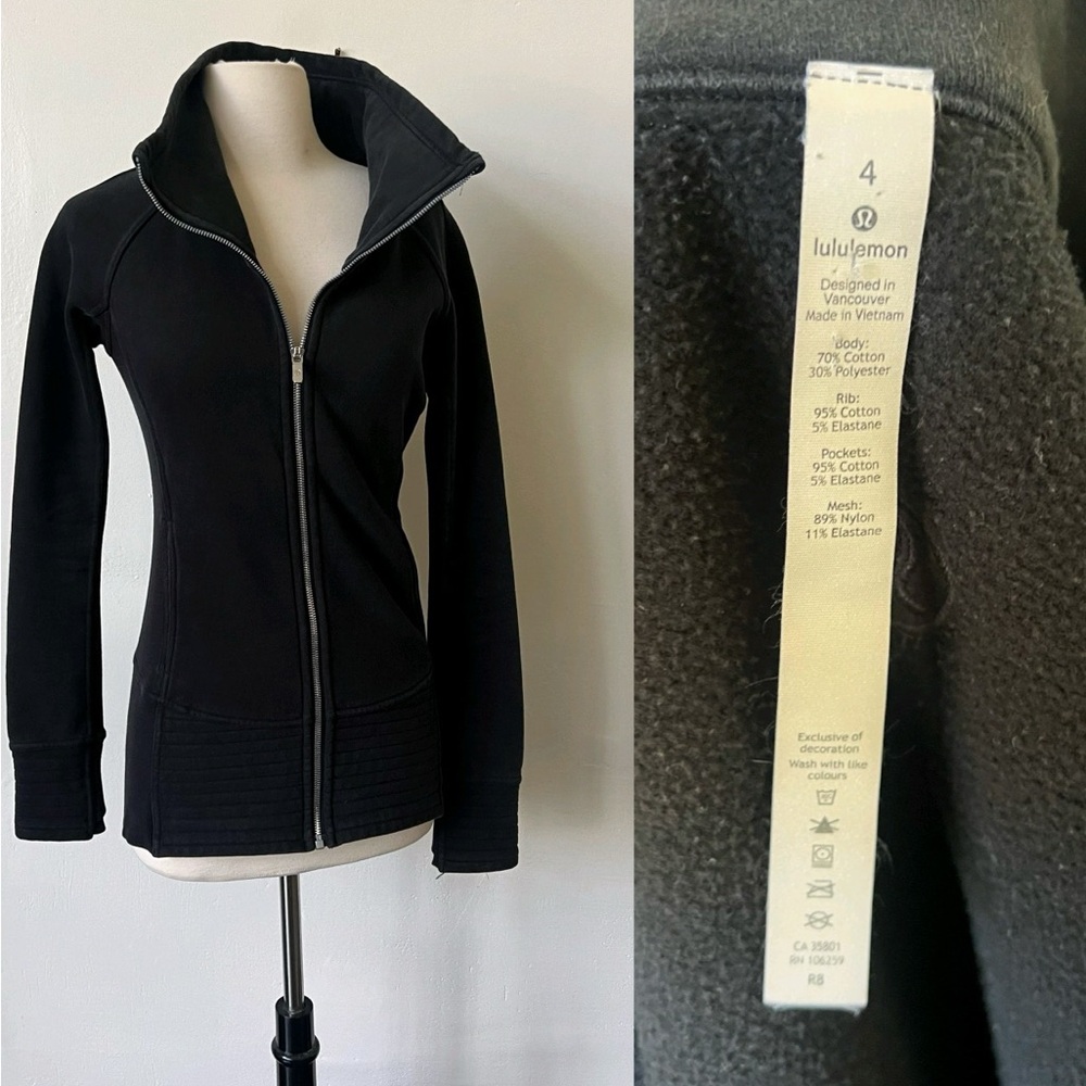Lululemon Athletica Black Radiant Funnel Neck Jacket Sweatshirt Size 4